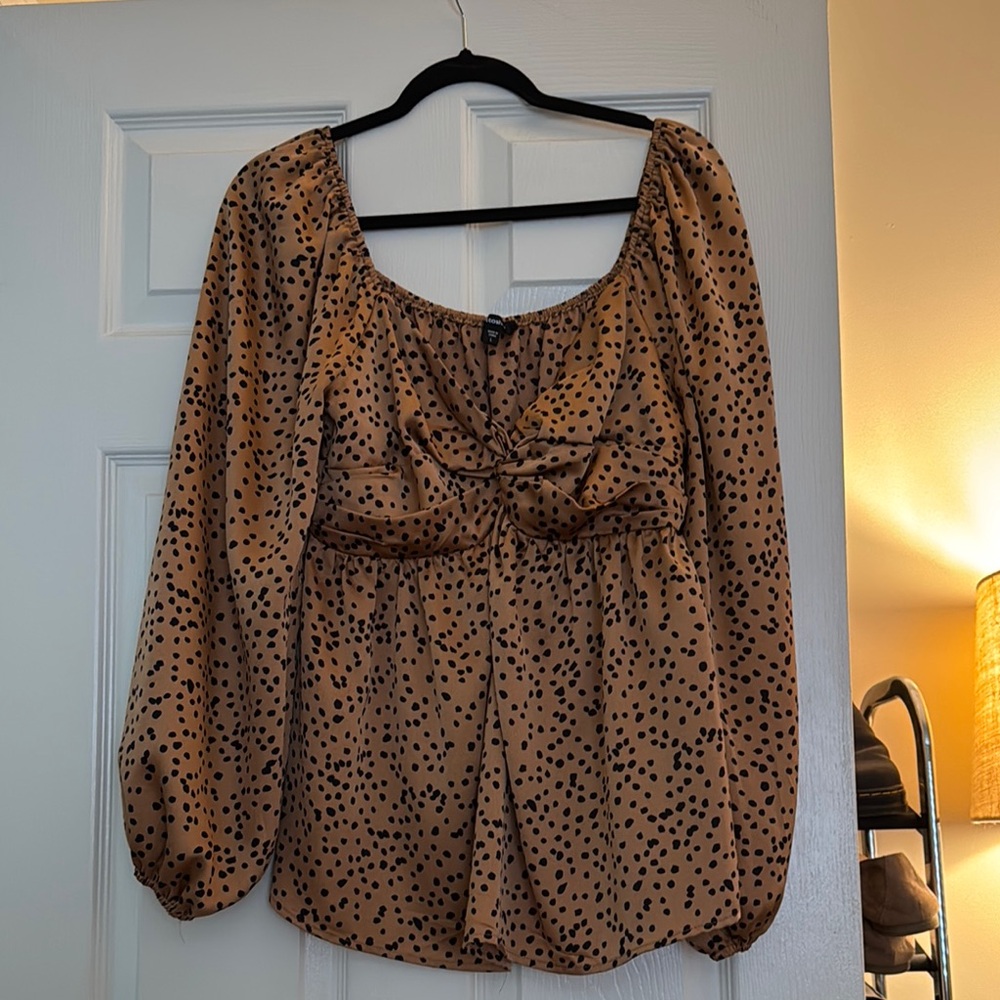 Mittoshop Brown Dotted Blouse
